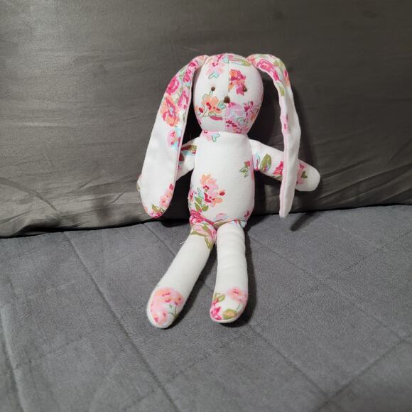 Albetta Plush Lot Pink White Floral Bunny Rabbit Knit Rainbow Rattle Floppy - Picture 2 of 10